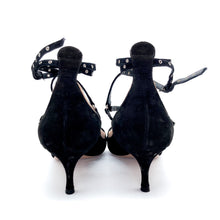 Load image into Gallery viewer, Valentino Black Suede Love Latch Caged Heels Size 38.5