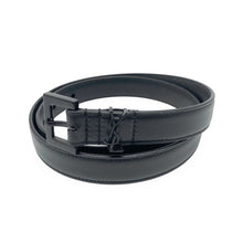 Load image into Gallery viewer, Yves Saint Laurent Cassandre Black Leather Belt