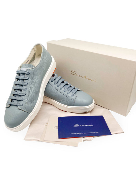 Mens Grey/Blue Leather Sneakers