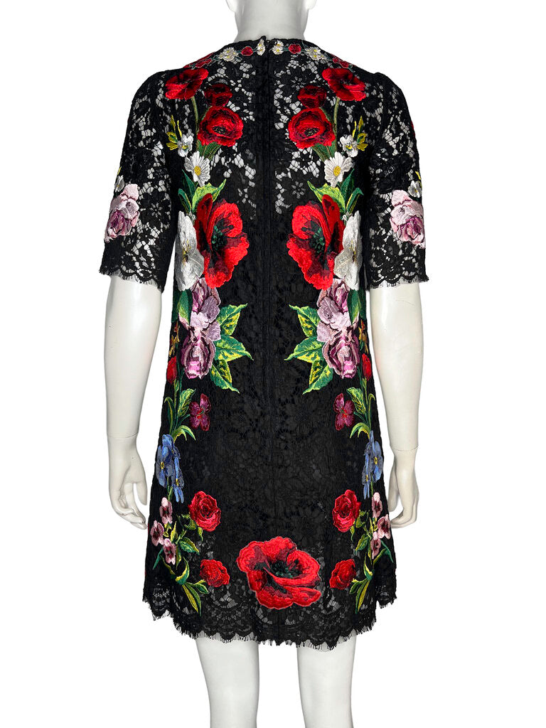 Dolce & Gabbana Floral Embroidered Lace Dress Size 36