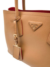 Load image into Gallery viewer, Tan Saffiano Cuir Medium Double Handbag