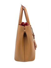 Load image into Gallery viewer, Tan Saffiano Cuir Medium Double Handbag