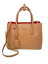 Load image into Gallery viewer, Tan Saffiano Cuir Medium Double Handbag