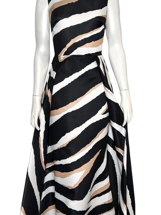 Zebra Silk Blend Gown Size 38