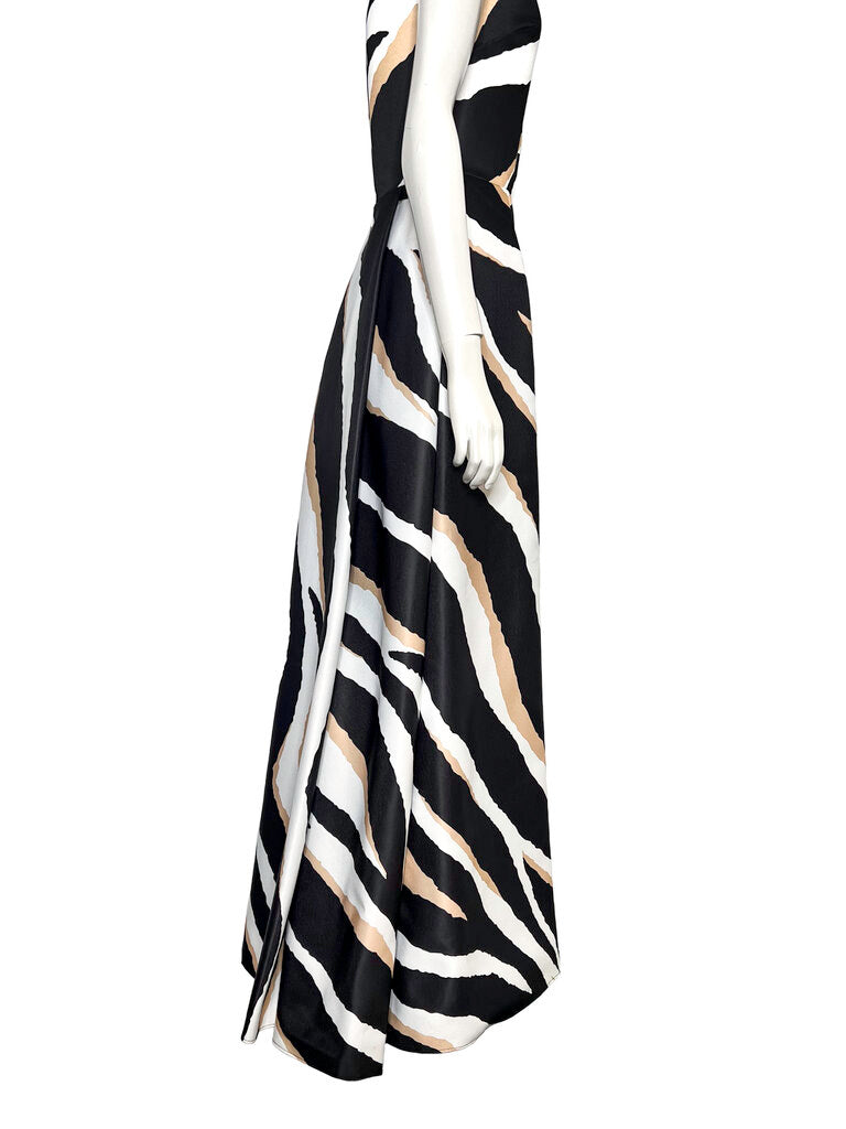 Elie Saab Zebra Silk Blend Gown Size 38