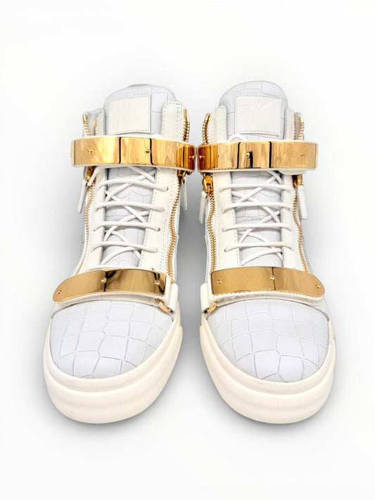 'Coby' White High Top Leather Sneakers Size 45 Mens
