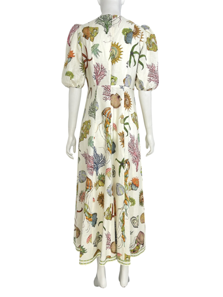 'Sea' Midi Linen Dress Size 10