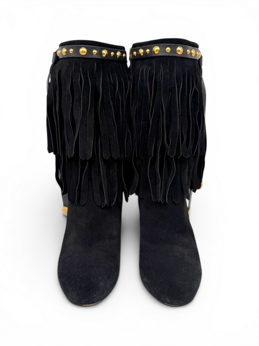 Suede Tassle Boots With Box & Dust Bag Size 40