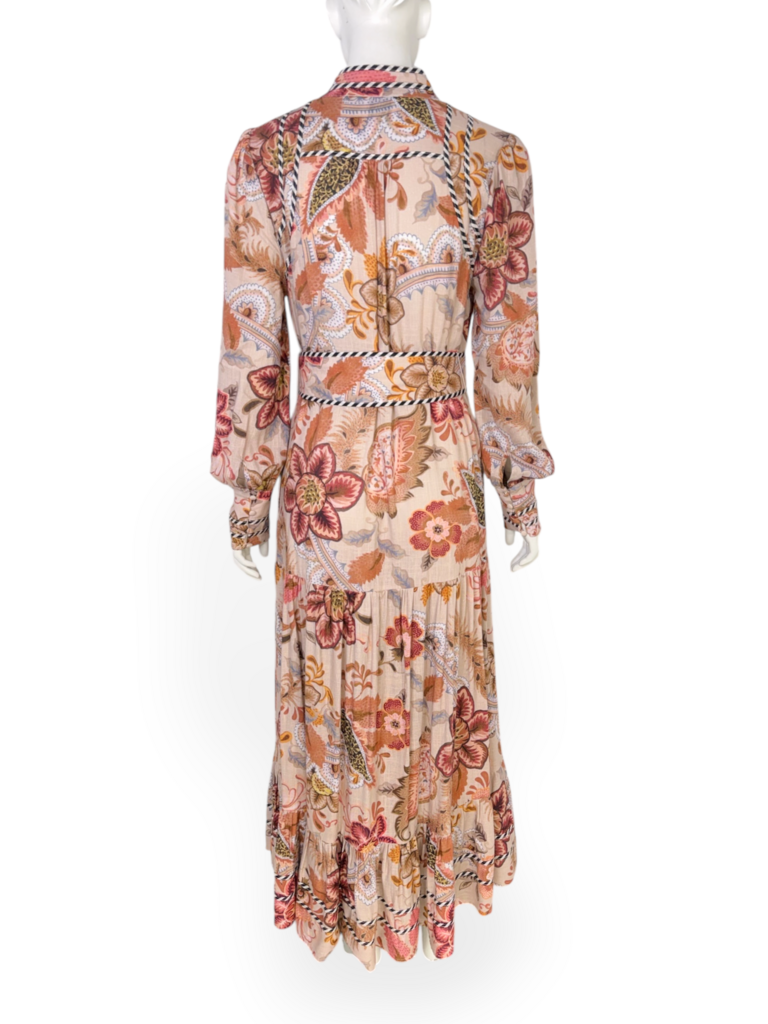 Floral Long Sleeve Dress With Belt Size 2