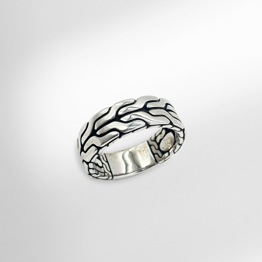 John Hardy Silver 'Carved Chain Band' Ring