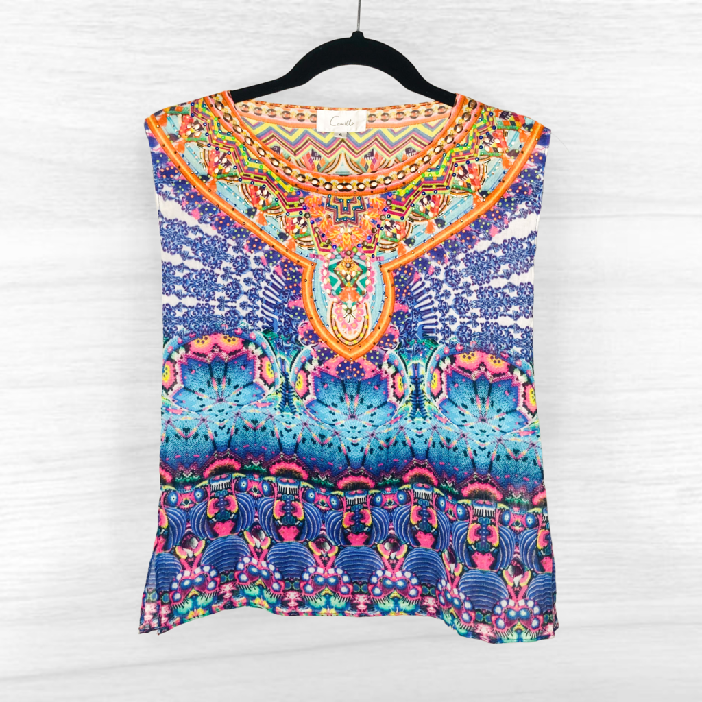 Vibrant Patterned Camilla Kids Top Size 4