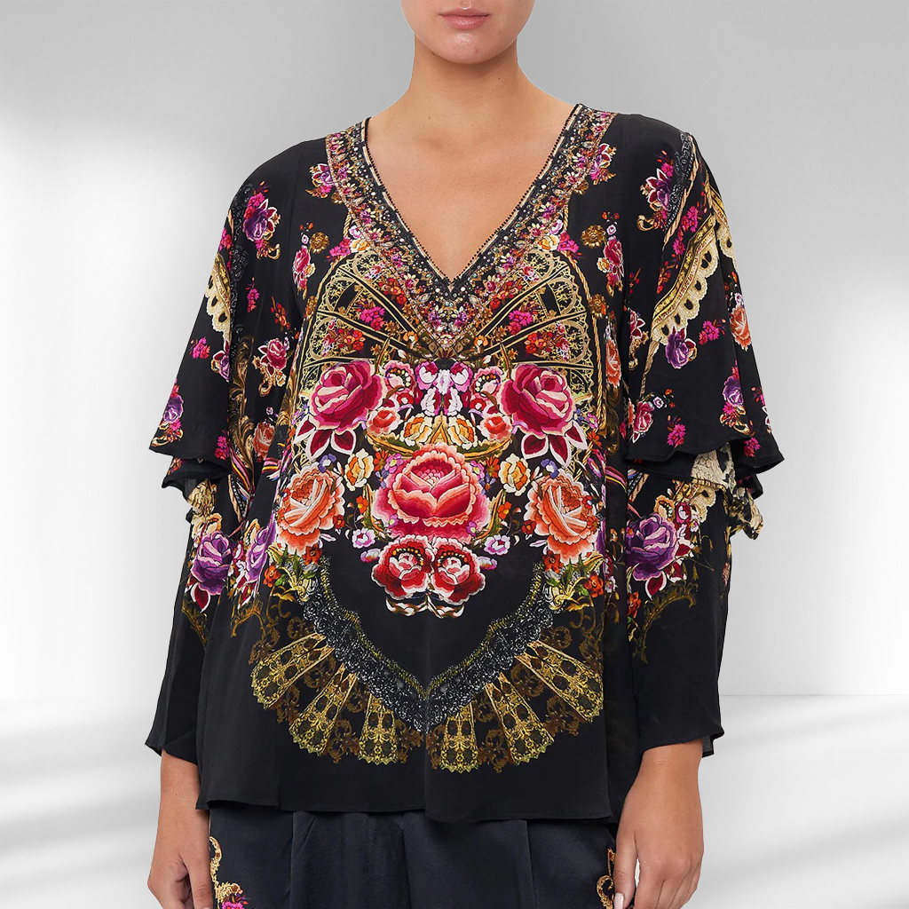 Camilla 'Dance With Duende' Silk Top Size S