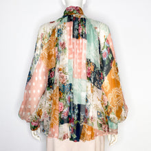 Load image into Gallery viewer, Zimmermann ‘Wavelength’ Patchwork Floral Silk Top Size 0
