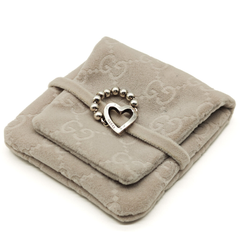 Gucci Sterling Silver Toggle Heart Ring Size 7