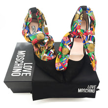 Load image into Gallery viewer, Moschino Heels Multi Coloured Ankle Tie Size 39
