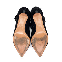 Load image into Gallery viewer, Valentino Black Suede Love Latch Caged Heels Size 38.5
