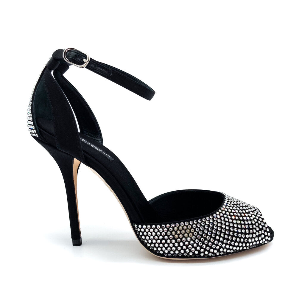 Dolce & Gabbana Crystal Embellished Satin Heels Size 39