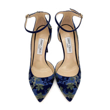 Load image into Gallery viewer, Jimmy Choo Suede Floral Heels Size 39
