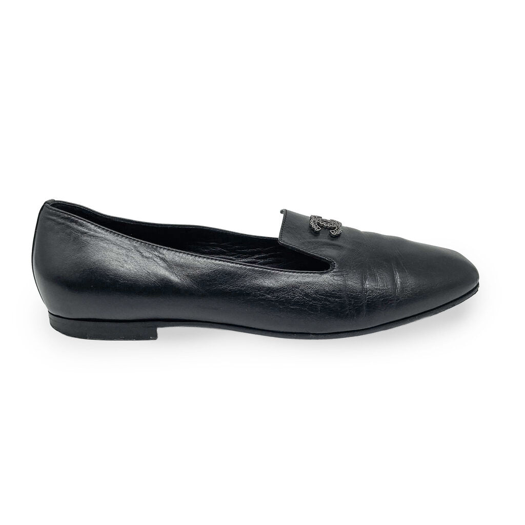 Chanel Leather CC Logo Loafers Size 37.5