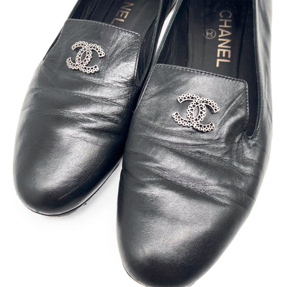 Chanel Leather CC Logo Loafers Size 37.5