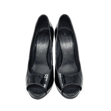 Load image into Gallery viewer, Chanel Patent Leather Open Toe CC Heels Size 37.5
