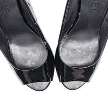 Load image into Gallery viewer, Chanel Patent Leather Open Toe CC Heels Size 37.5

