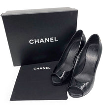Load image into Gallery viewer, Chanel Patent Leather Open Toe CC Heels Size 37.5
