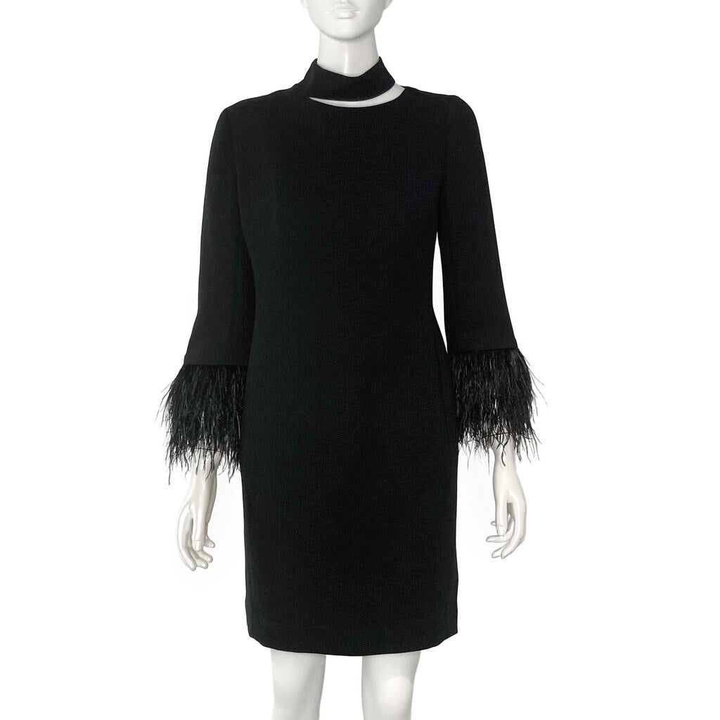 Carla Zampatti Feather Trim Dress Size 8