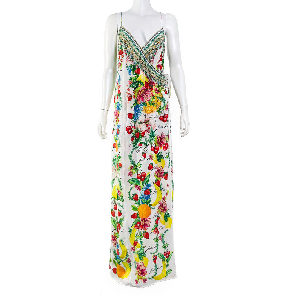 Camilla Silk Wrap Dress 'There's No Place lIke Rio' Size M