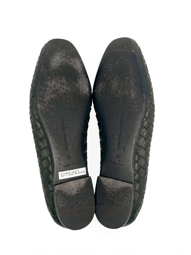 Intrecciato Leather Flats Size 36