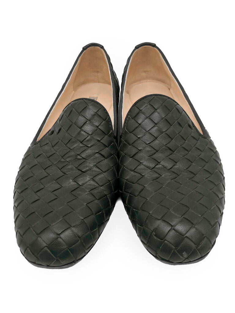 Intrecciato Leather Flats Size 36