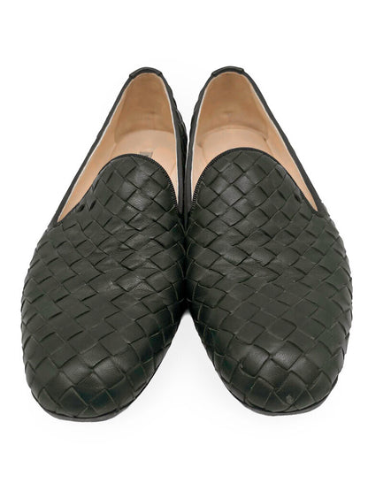 Intrecciato Leather Flats Size 36