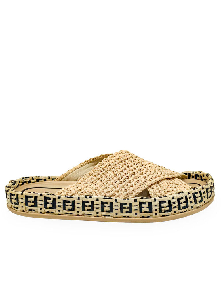 'Raffia' Cross Over Slides Size 37
