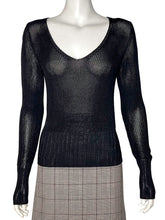 Load image into Gallery viewer, Black Semi-Sheer Knit Top Size 38
