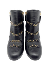 Load image into Gallery viewer, CC Quilted &amp; Chain Leather Ankle Boots

