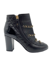 Load image into Gallery viewer, CC Quilted &amp; Chain Leather Ankle Boots
