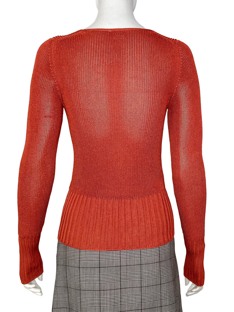 Rust Semi Sheer-Knit Top Size 38