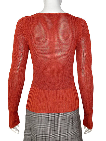 Rust Semi Sheer-Knit Top Size 38
