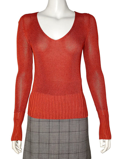 Rust Semi Sheer-Knit Top Size 38