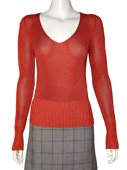 Rust Semi Sheer-Knit Top Size 38