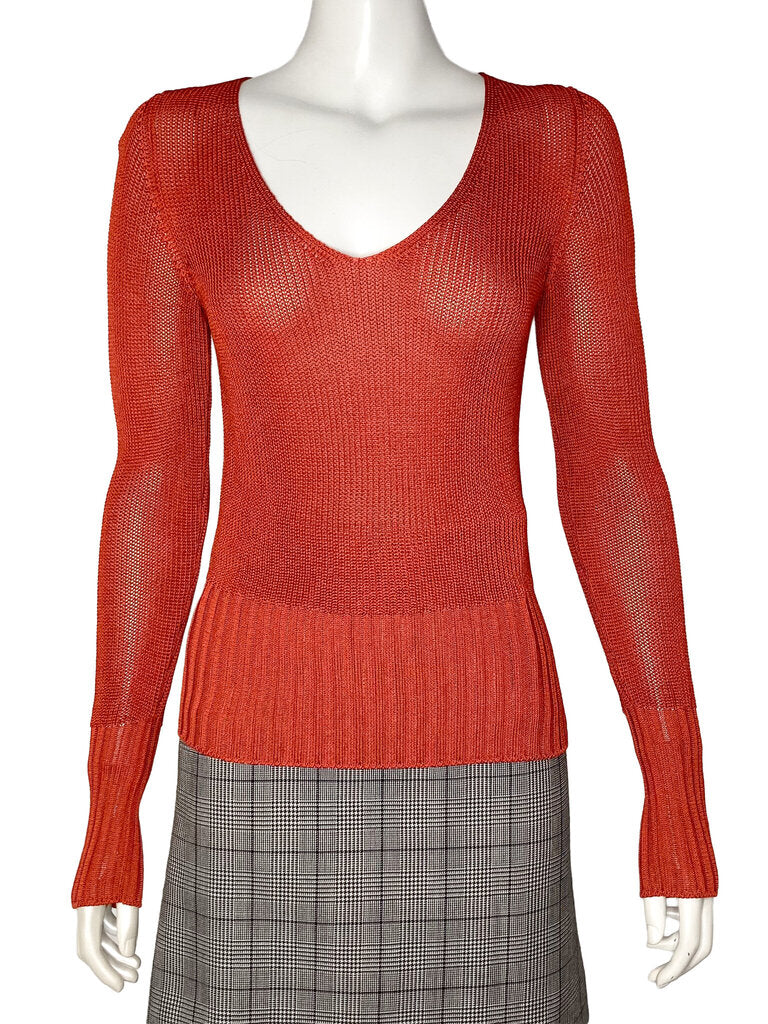 Rust Semi Sheer-Knit Top Size 38