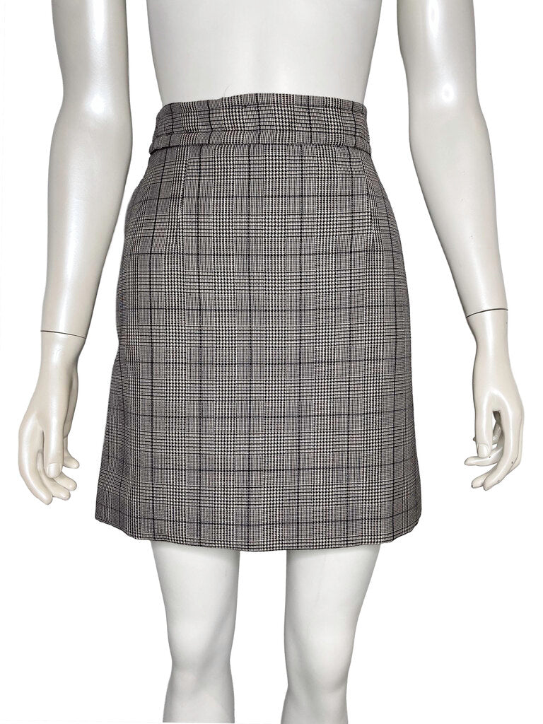 Miu Miu houndstooth plaid print skirt front view