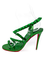 Load image into Gallery viewer, Spikita Strap Green Metallic Heels Size 39
