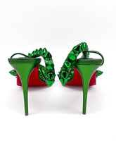 Load image into Gallery viewer, Spikita Strap Green Metallic Heels Size 39
