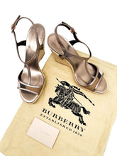 Load image into Gallery viewer, House Check Bridle Leather Espadrille Wedges Size 39
