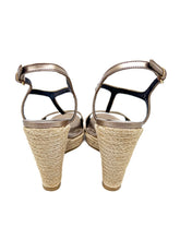 Load image into Gallery viewer, House Check Bridle Leather Espadrille Wedges Size 39

