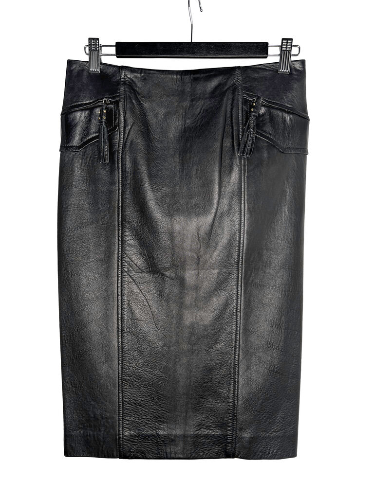 Knee Length Leather Skirt Size 36