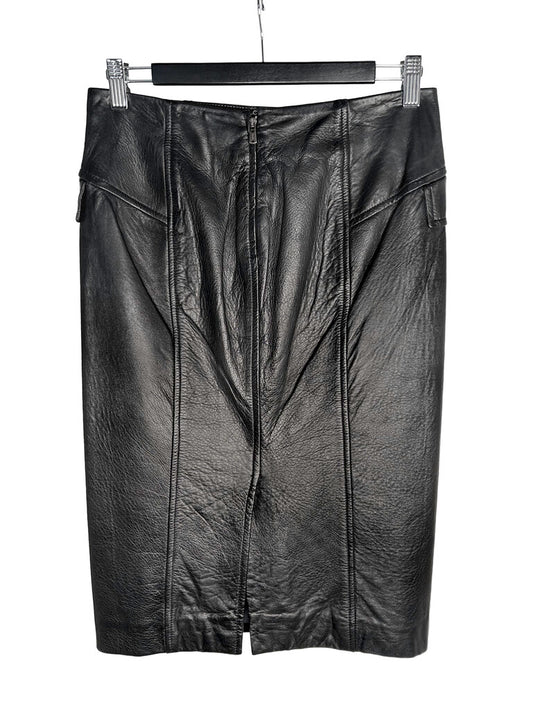 Knee-Length Leather Skirt Size 36