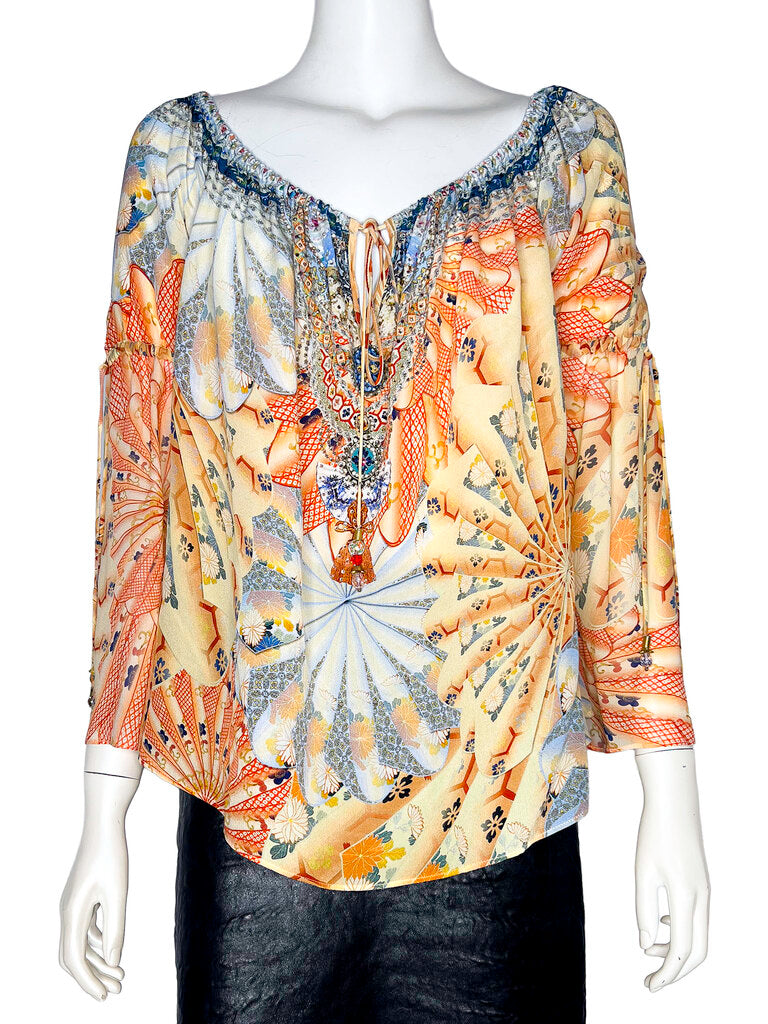 'For The Fans' Silk Top Size M