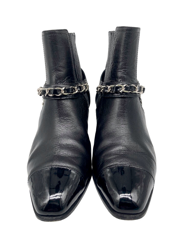 CC Logo Lambskin & Patent Boots Size 39C